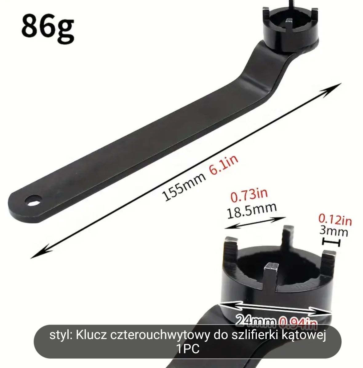 Klucz czterostykowy do szlifierek.