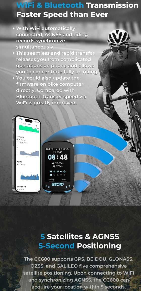 Licznik, nawigacja GPS rowerowy GEOID CC600 KOLOR GWARANCJA
