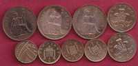 Inglaterra  9  moedas de   1 Penny , 2  Pence ,     datas diversas
