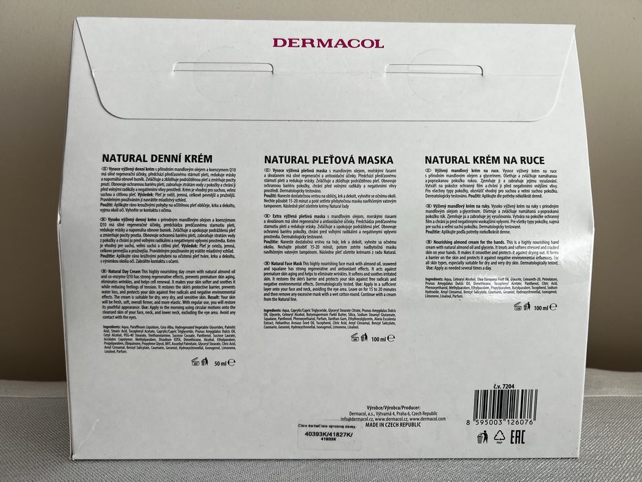 Nowy zestaw Dermacol migdał : krem do twarzy, do rąk i maseczka