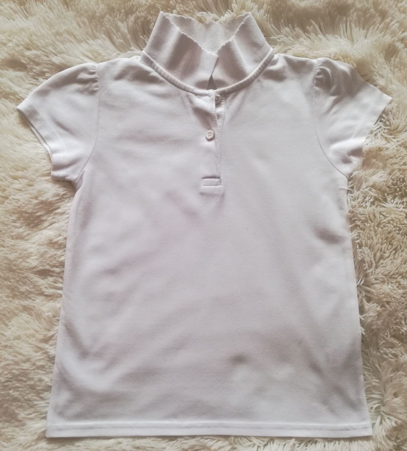 Biała koszulka polo dla dziewczynki TU, rozmiar 122, 6-7 lat