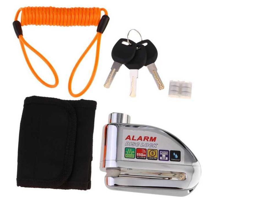 Замок на тормозной диск с сигнализацией и тросом напоминания ЯКІСТЬ