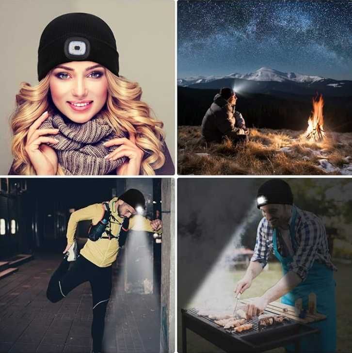 !! IDEALNY PREZENT !! Czapka zimowa z LATARKĄ LED+ dostawa GRATIS