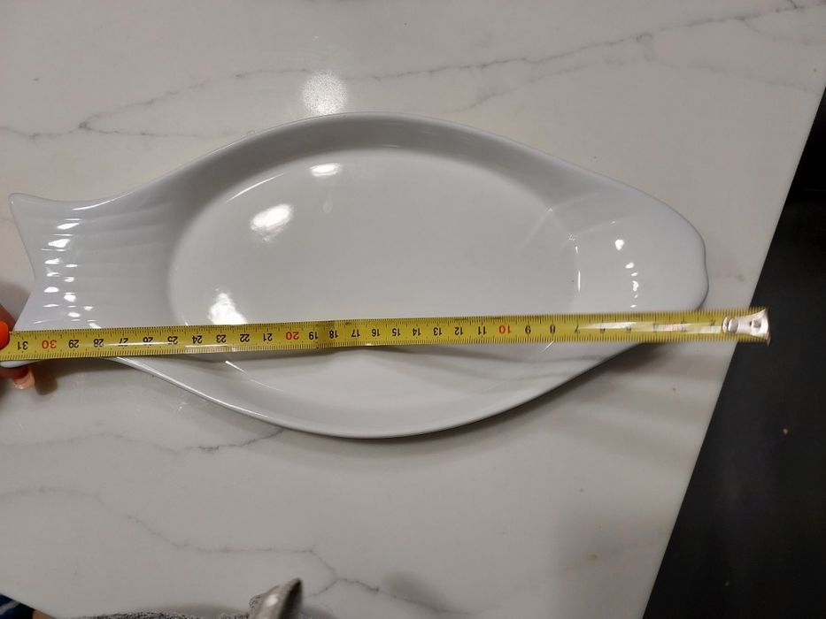 Półmisek w kształcie ryby biały porcelit