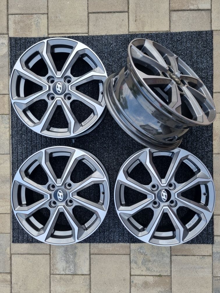 Hyundai 15 " Nowe Felgi alu 4x100 Bayon i10 alufelgi Gunmetal polished