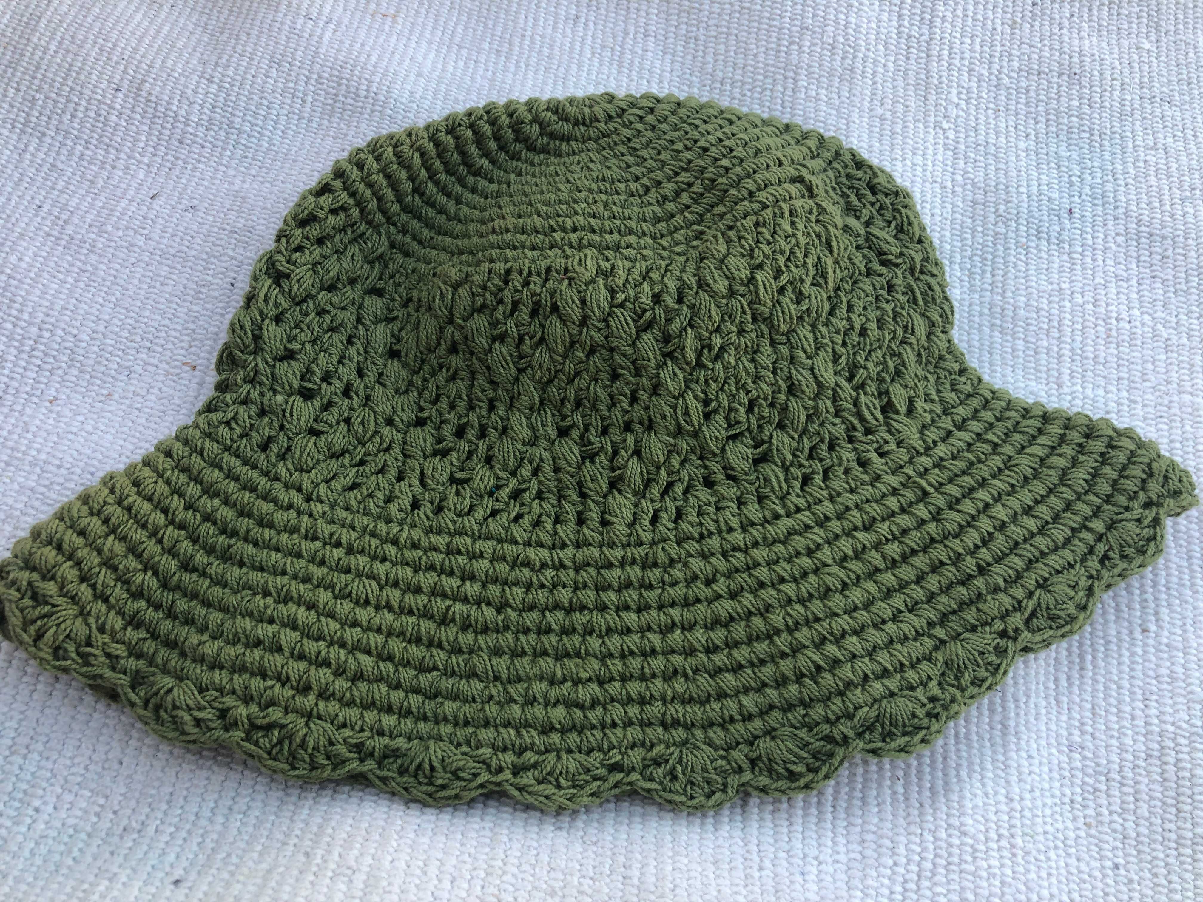 Chapéu artesanal algodão verde liquidação