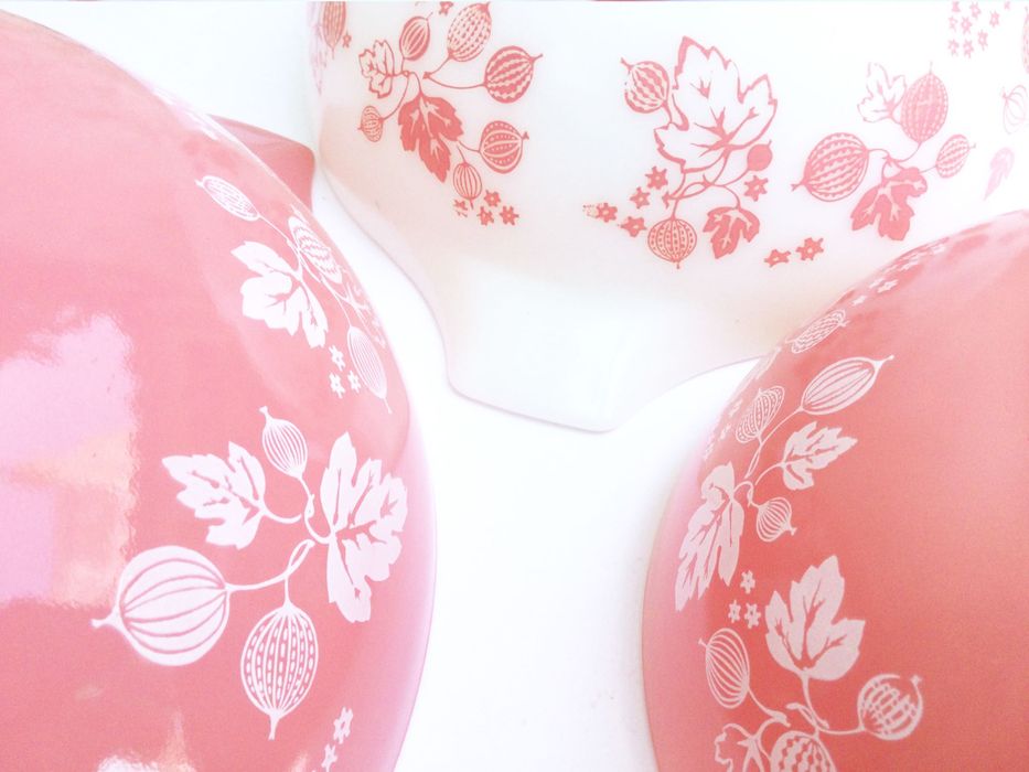 Conjunto de 4 Tigelas Pyrex | Groselha Rosa | EUA, anos 1950