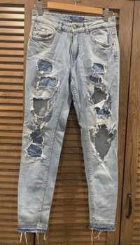 Spodnie jeansy pull bear dziury s xs