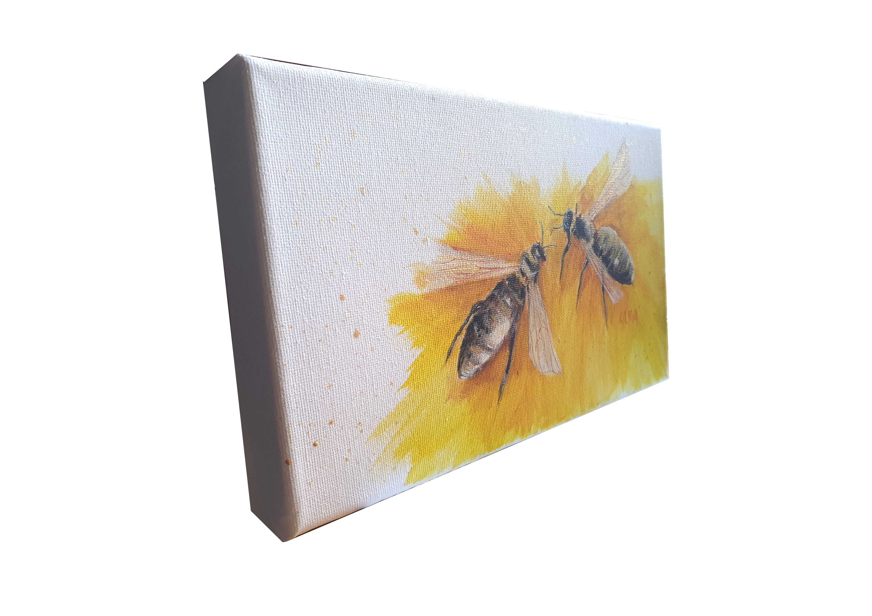 Obraz ręcznie malowany  15x25cm miód pszczoły