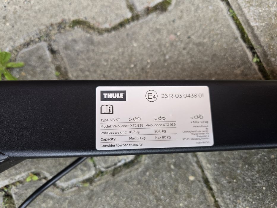 Bagażnik rowerowy na hak THULE Velospace 939 XT3 3+1 rowery 4