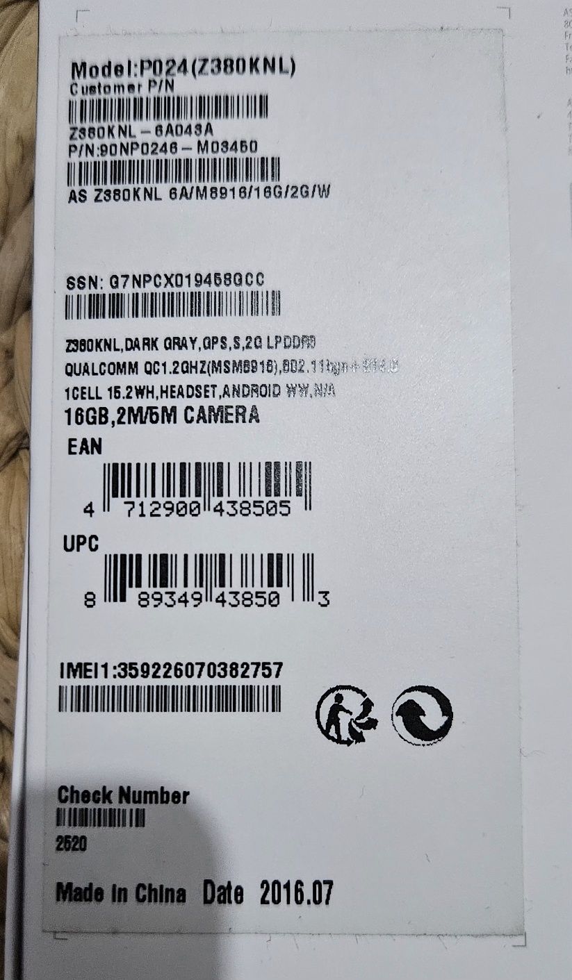 TABLET com função de telemóvel ASUS ZEN PAD 8.0 usado em ótimo estado.