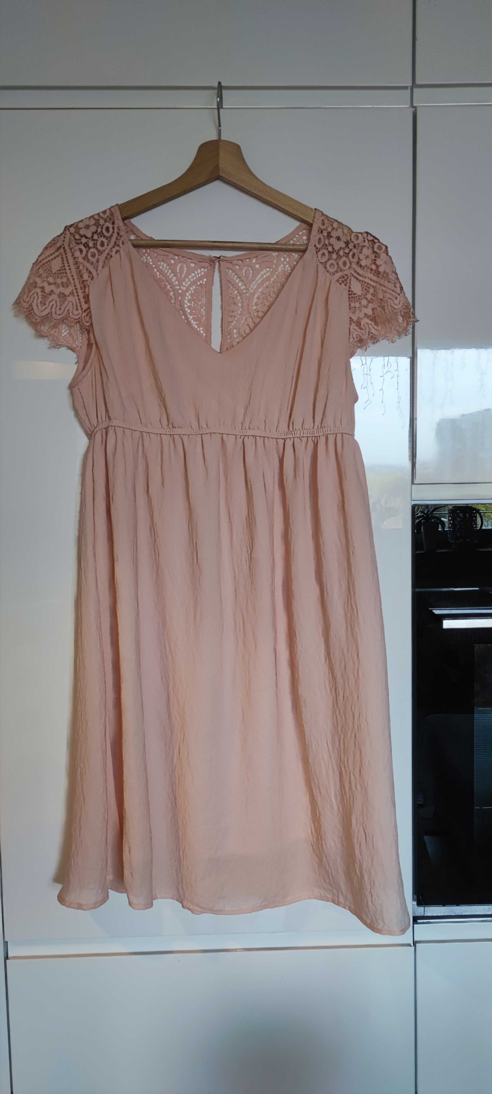 Sukienka ciążowa lato wesele różowa h&m rozmiar M