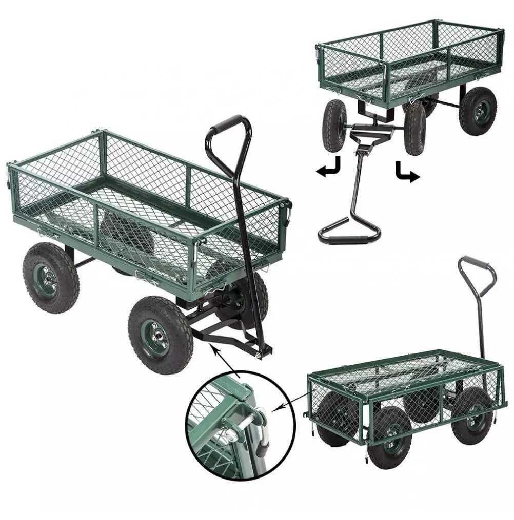 Wózek ogrodowy ze składanymi burtami, transportowa taczka przyczepka