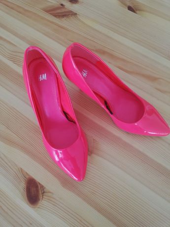 Buty damskie szpilki różowe malinowe na obcasie 37
