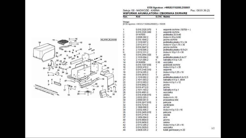 DEUTZ FAHR Agrotron 6150 katalog części po Polsku