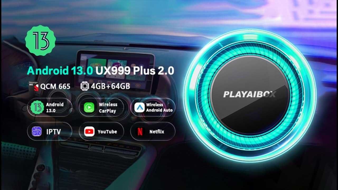 PlayAiBox UX999 Plus2.0 Android 13 беспроводной CarPlay / Android Auto