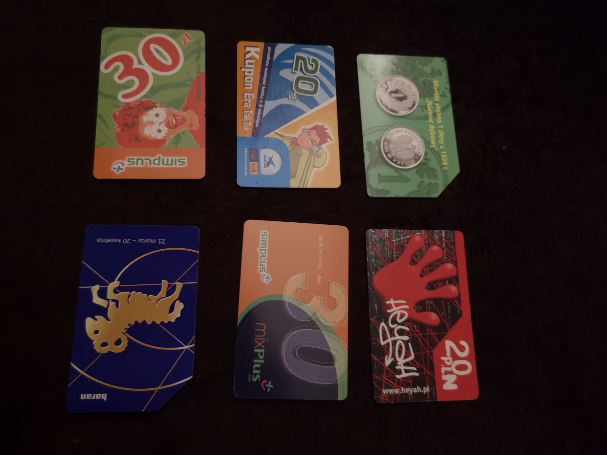 Kolekcja stare karty telefoniczne '00