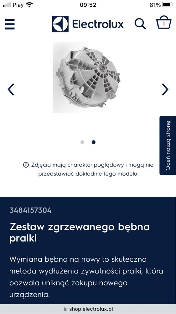Pralka bęben zestaw elektrolux