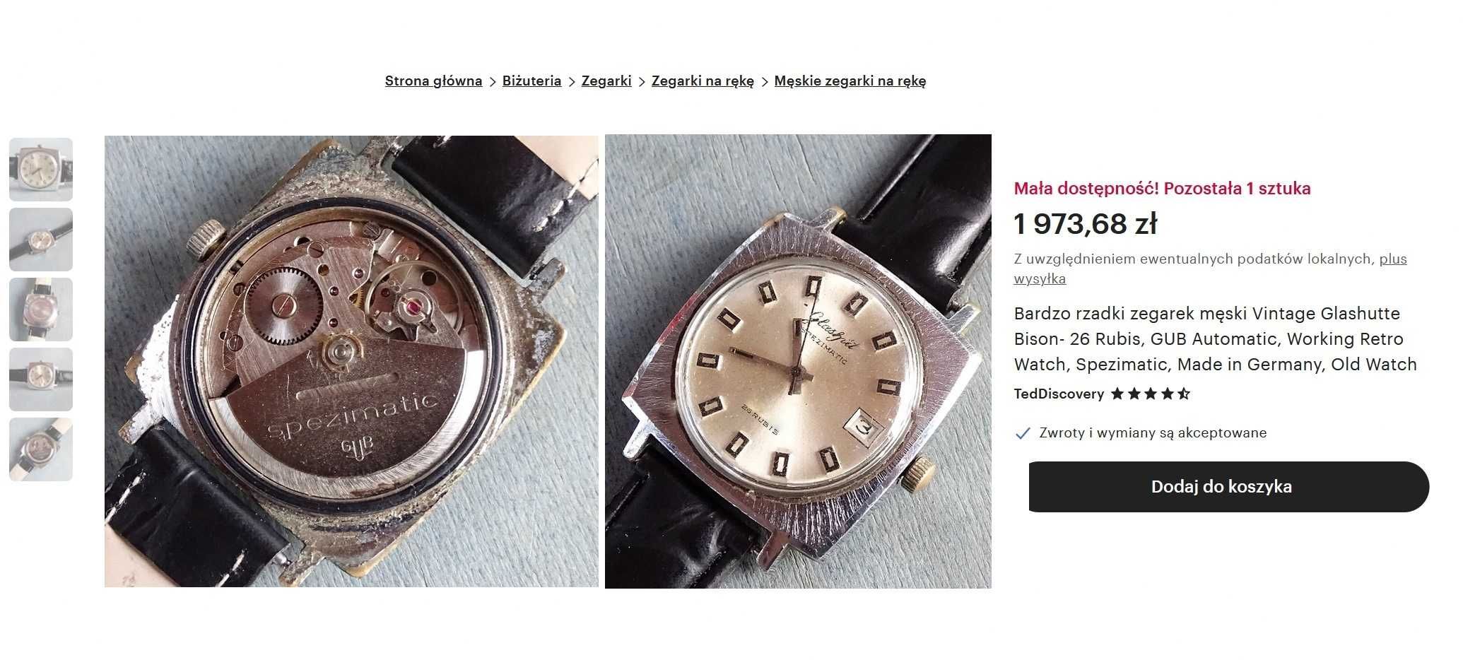 Zegarek Glashütte Spezimatic 26 Rubis GUB Automatic Data Org Pudełko !