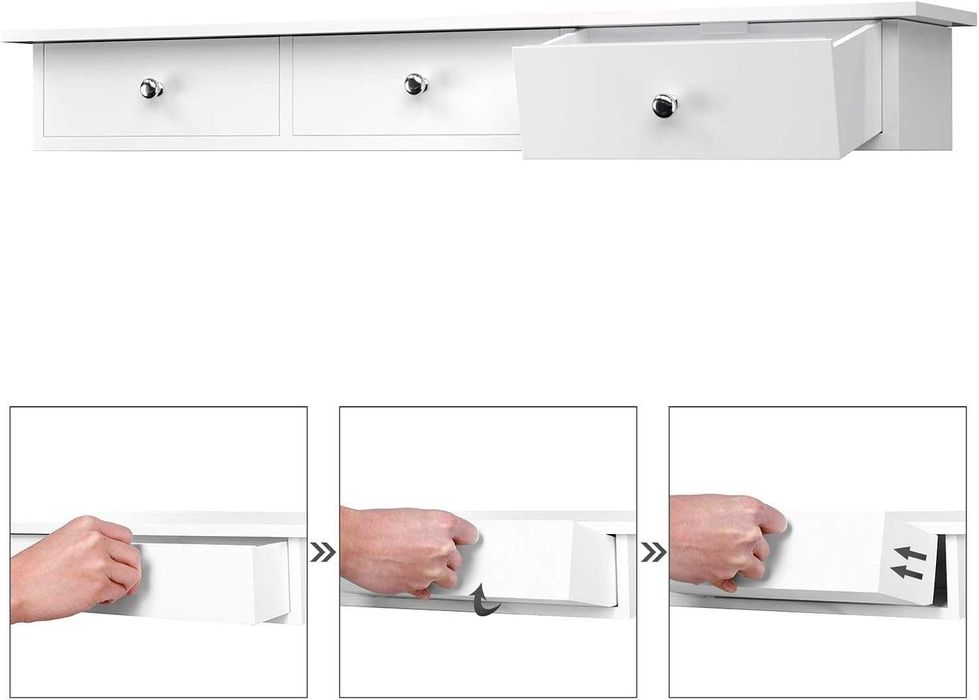 Konsolka z szufladkami,biała, wysoki połysk