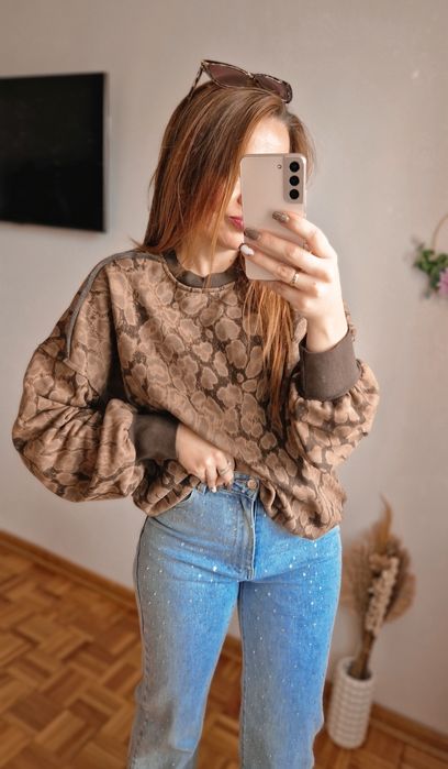 Bluza czekoladowa panterka jesien Azara Varlesca chicaca XS S M L XL