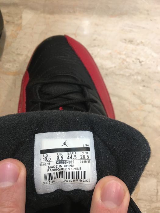 Jordan 12 Bred, Flu Game, 10,5 US, 44,5 EUR