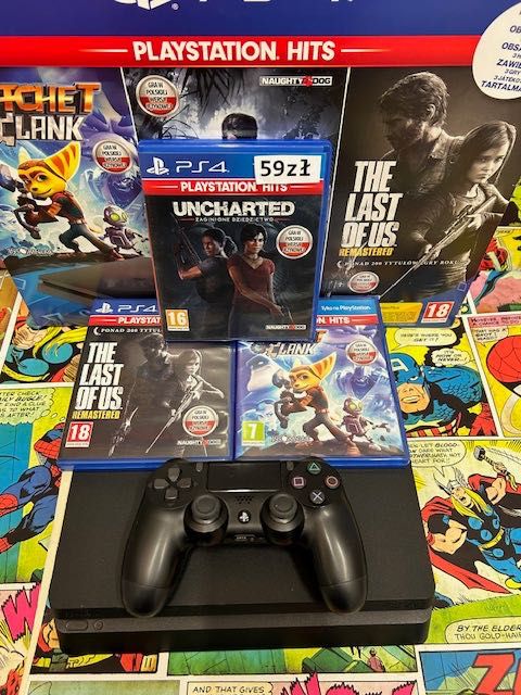 Sony PS4 Slim 500gb+Pakiet gier x3 Gwarancja 12m Szczecin Ufogames