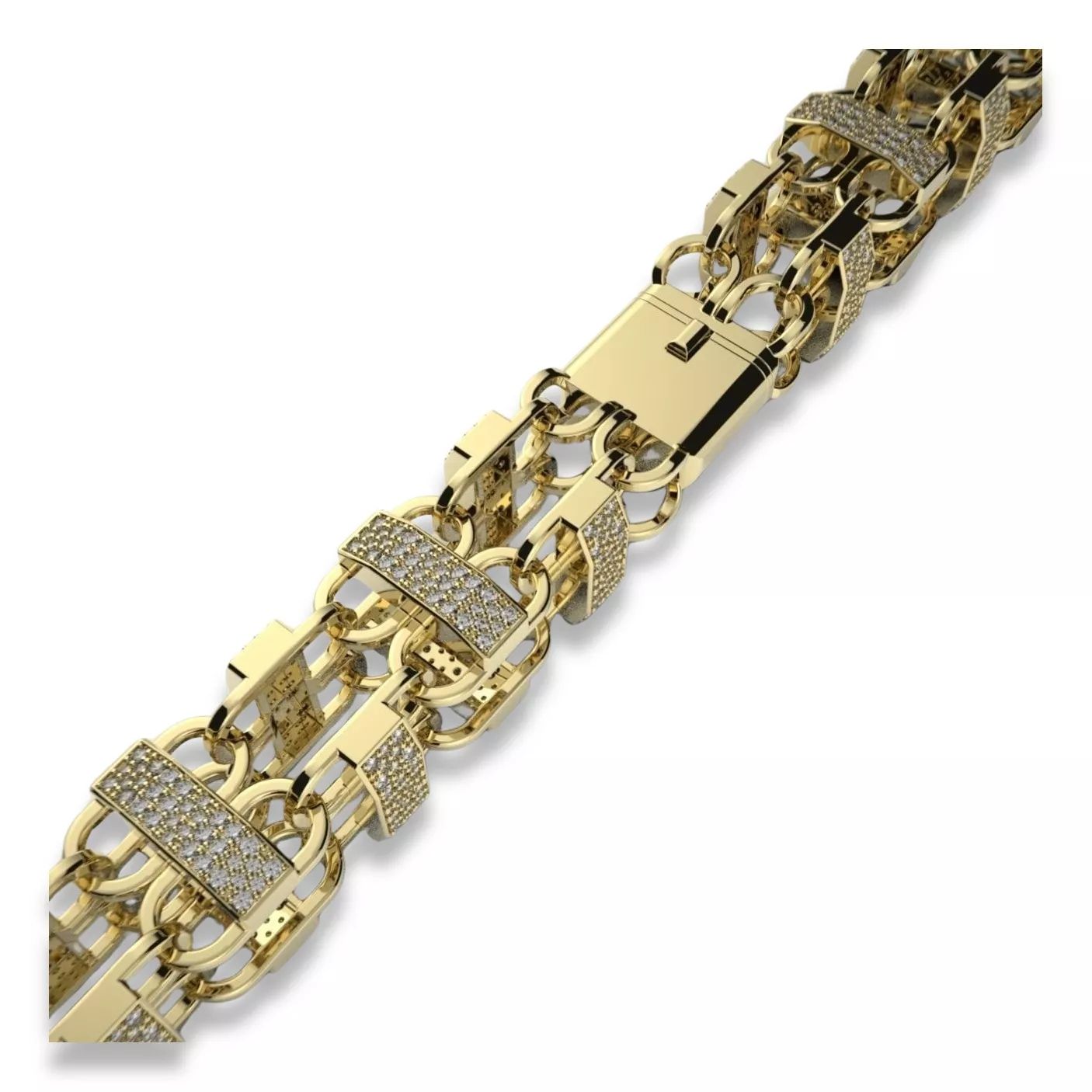 Łańcuszek z żółtego białego różowego złota z cyrkoniami cgcc004 10mm K