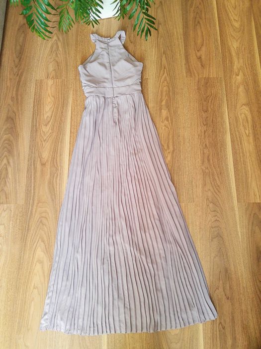 Maxi sukienka XS plisowana rozcięcie na nogę długa dla świadkowej