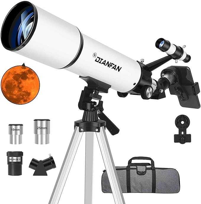 Teleskop astronomiczny Dianfan otwór 80 mm, 600 mm ze statywem i torbą