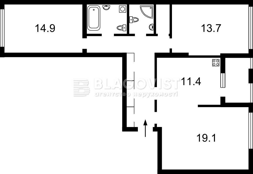 Продаж 3х -кімнатної квартири на Регенераторній 4