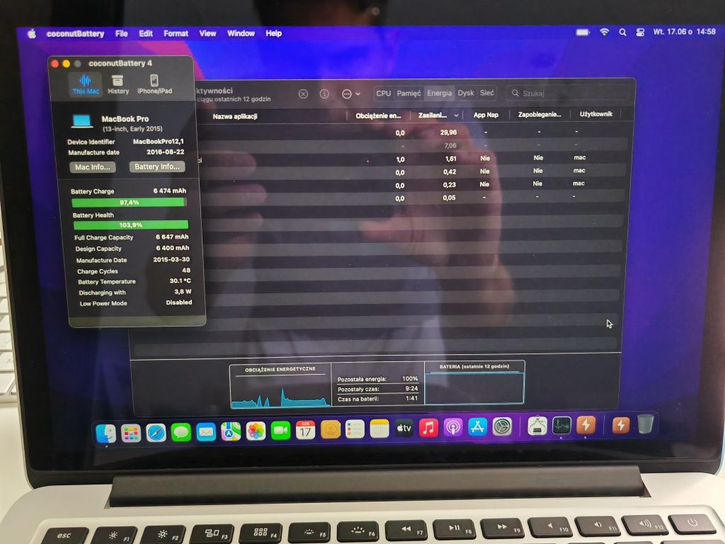 MacBook Pro 13 A1502 Retina jak nowy ideał cały fabryczny komplet