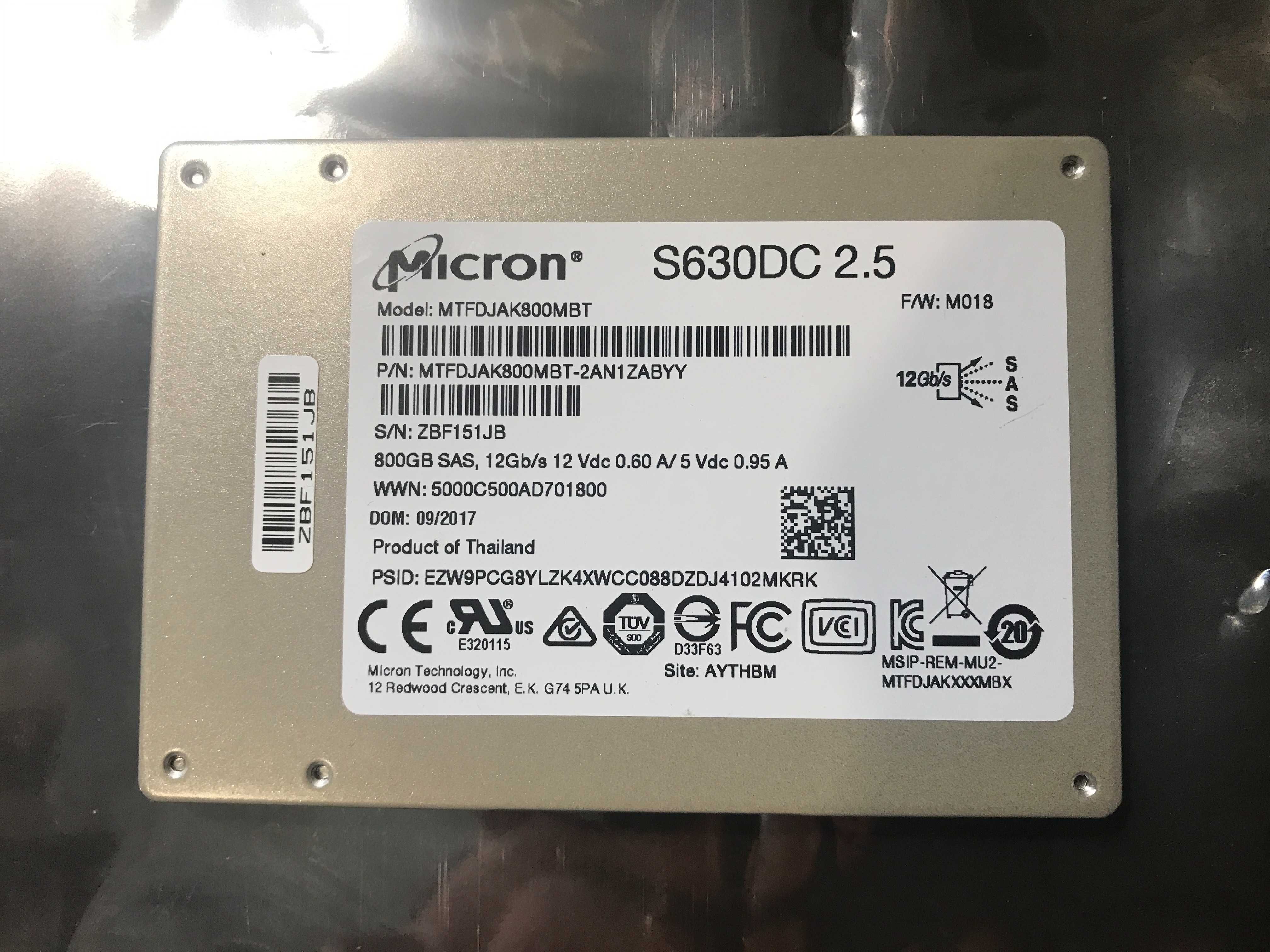 SAS SSD 800GB 12Gb/s 2.5 Micron Накопичувач Для Серверів Робочій