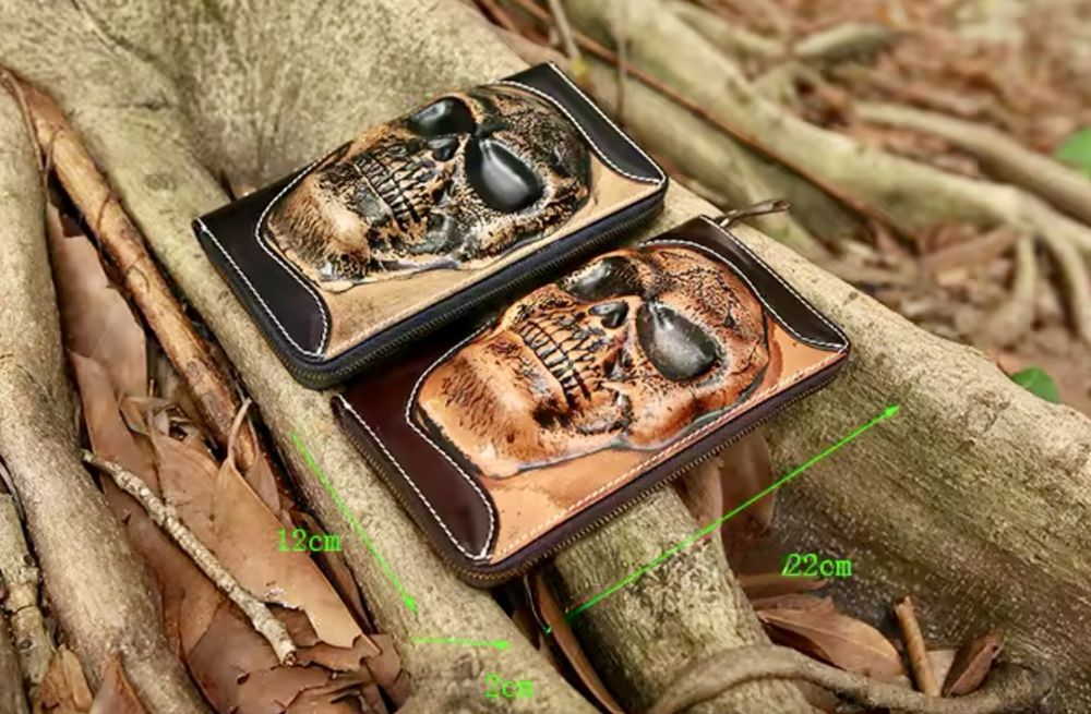 Portfel męski skórzany czacha czaszka