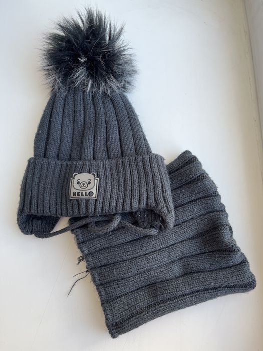 Зимовий комплект шапка шарф дитячий на 2 роки