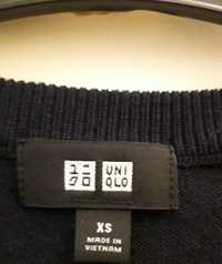 Мериносовый шерстяной свитер uniqlo цвет navy, 100% шерсть