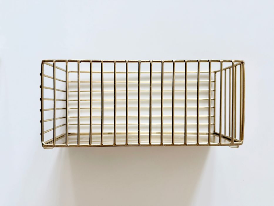 Druciany koszyk pojemnik w kolorze złotym prostokątny H&M Home