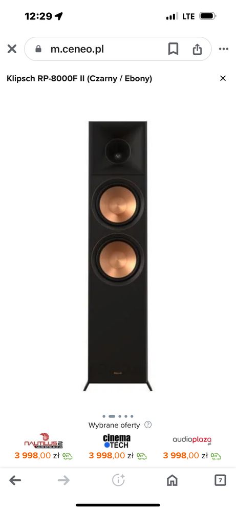 Klipsch RP-8000F II (Czarny / Ebony) cena za pare