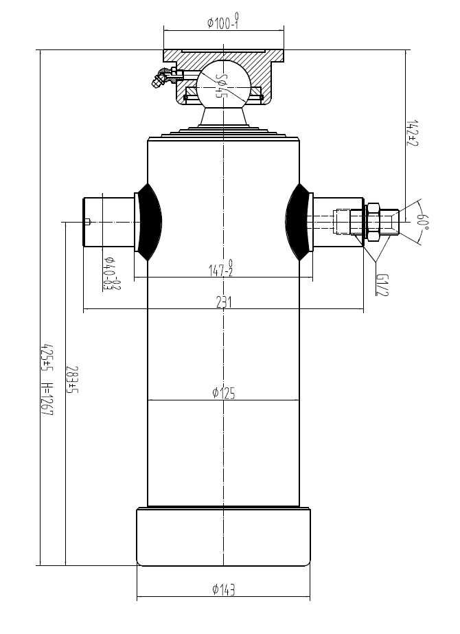 Siłownik hydrauliczny przyczepy wysuw 1250 mm do 7 ton nowy fakt VAT