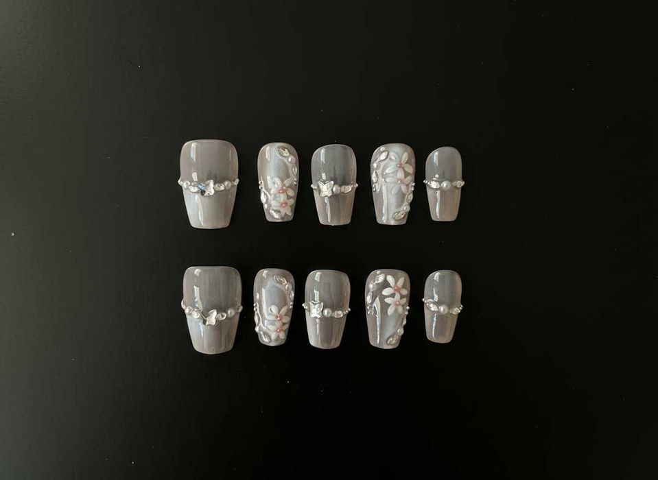 Paznokcie press on nails cyrkonie tipsy