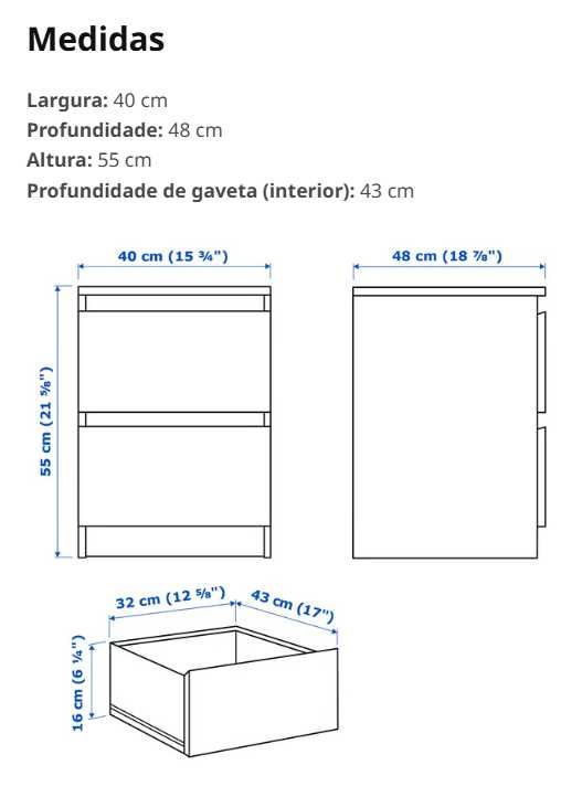 Conjunto com 2 mesas de cabeceira - IKEA (MALM)