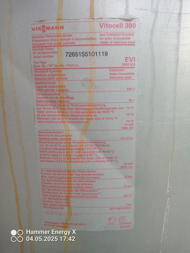 Boiler Viessmann 500 l