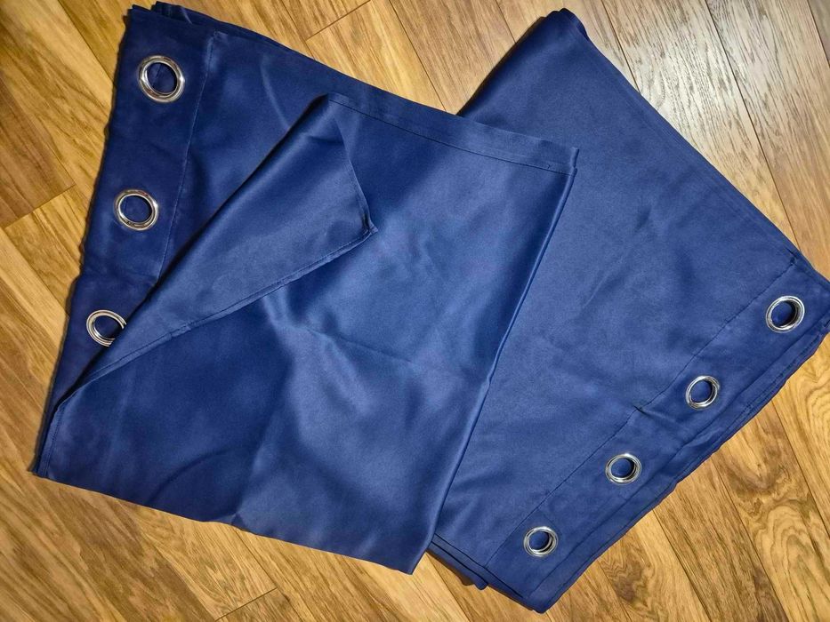 Zasłony granatowe Aksamitne na przelotkach 2 szt. SMUKEE 140x250 cm