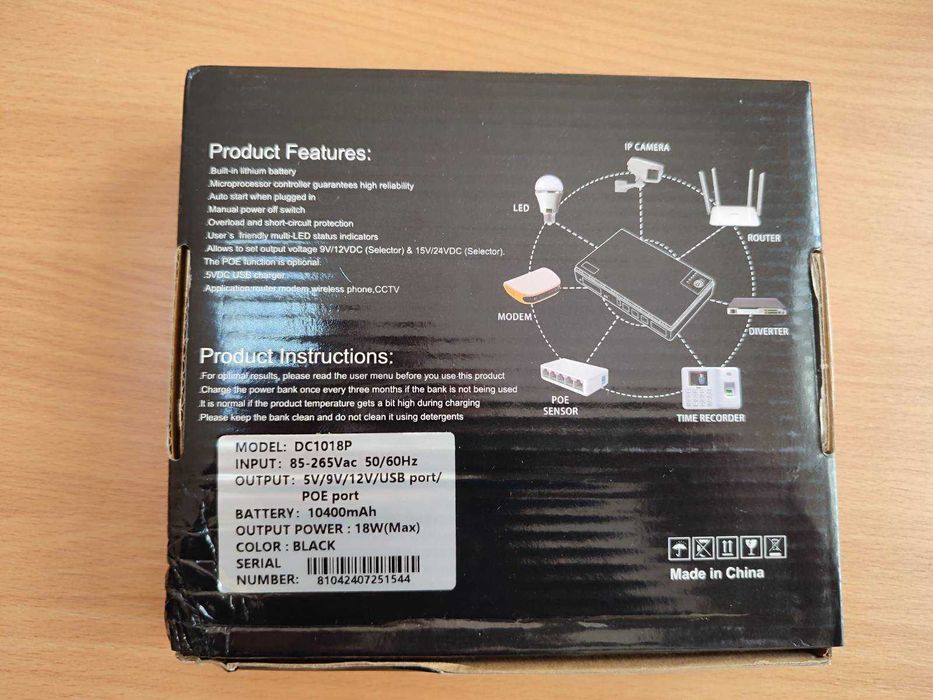 ДБЖ для роутера DC1018P DC UPS 10400 mAh Black