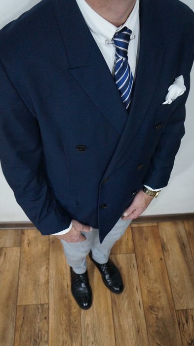 Marynarka Dwurzędowa H&M Rozmiar 54 Kolor Granatowy Slim Fit