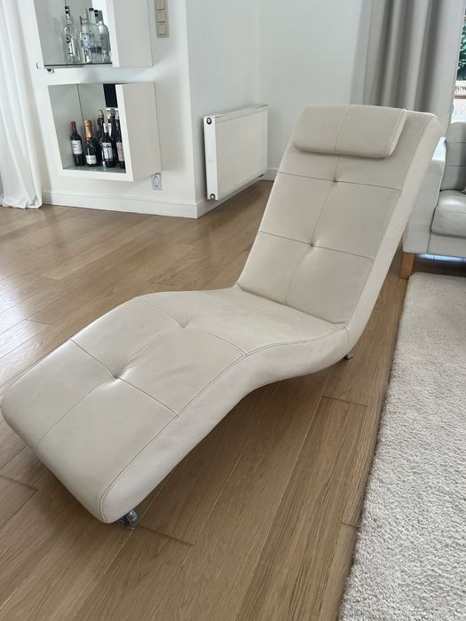 Fotel kremowy skóra naturalna