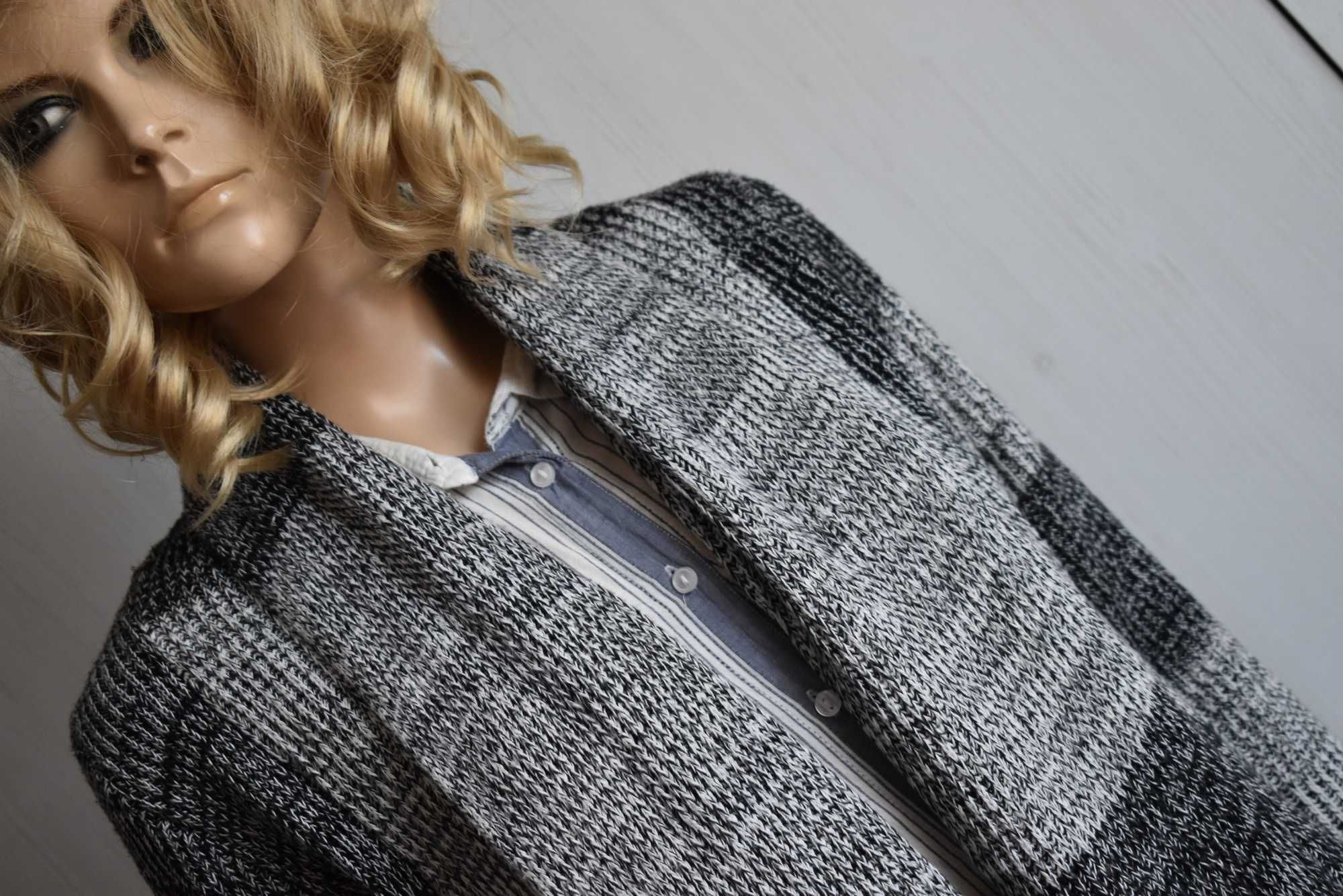 Sweter M L 38 kardigan asymetryczny waterfall długi niezapinany