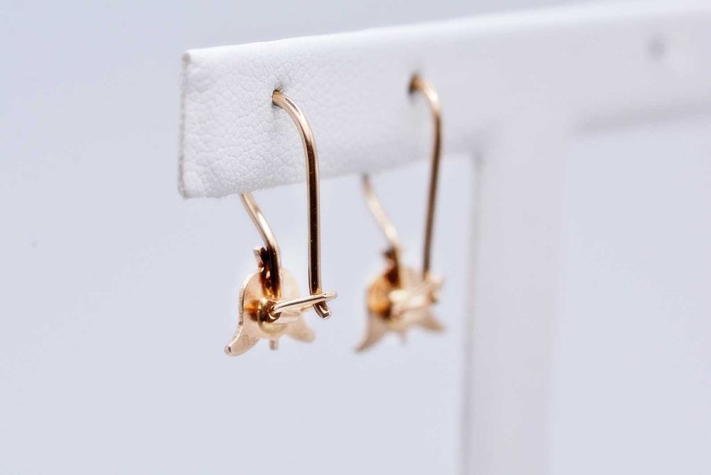 Złoter kolczyki delikatne kwiatuszki tulipanki 1,24g pr 585 14k