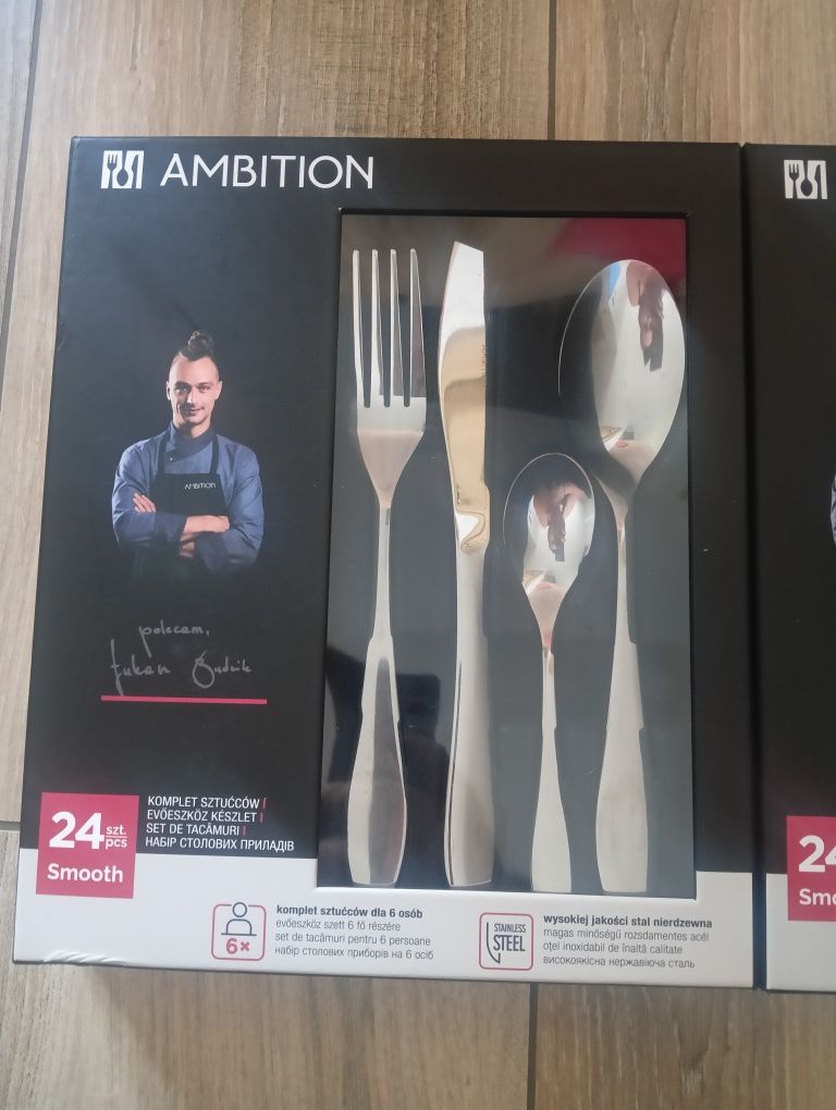 2 zestawy sztućców AMBITION smooth dla 12osób