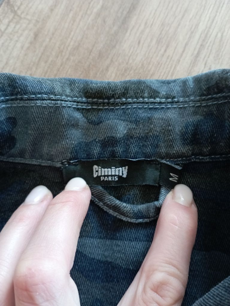 Kurtka a'la jeans militarna ozdobne kamienie